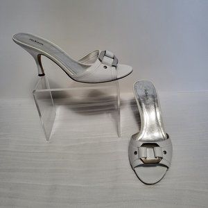 Style & Co White Slide Sandals with Silver Accent Sz 8.5